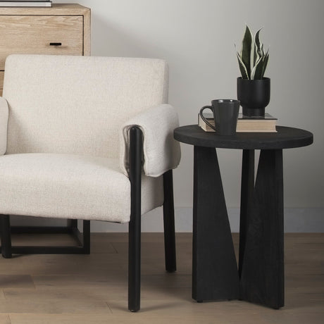 Mattius Black Wood Accent Table by Mercana at Eve Furniture