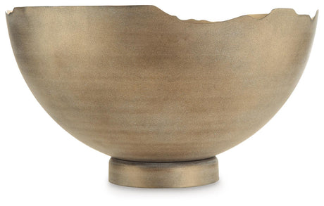 Maura Antique Gold Finish Bowl by Ashley at Eve Furniture