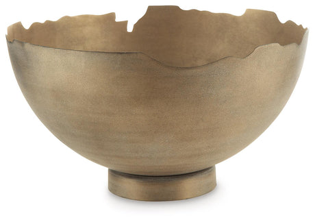 Maura Antique Gold Finish Bowl by Ashley at Eve Furniture