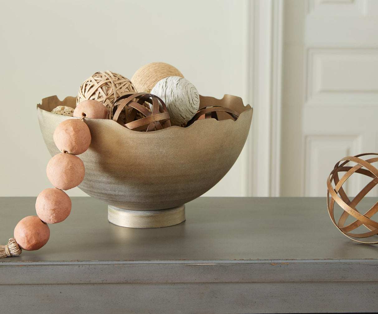 Maura Antique Gold Finish Bowl by Ashley at Eve Furniture