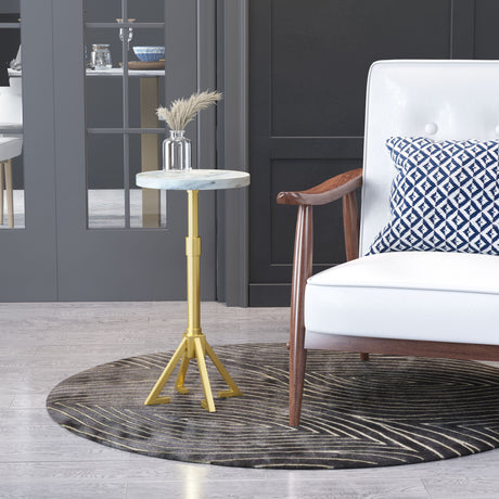 Maurice White & Gold Side Table by Zuomod at Eve Furniture