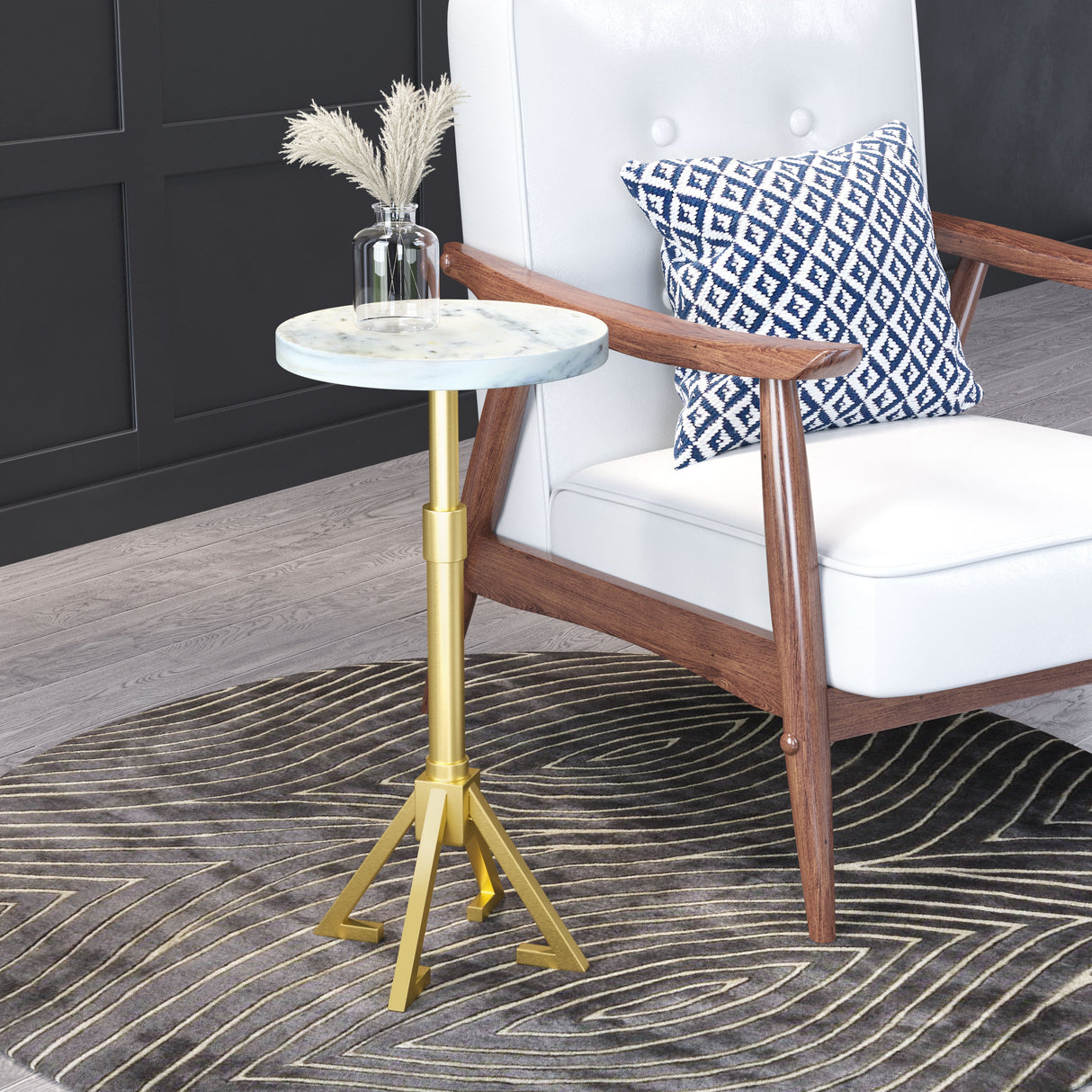 Maurice White & Gold Side Table by Zuomod at Eve Furniture