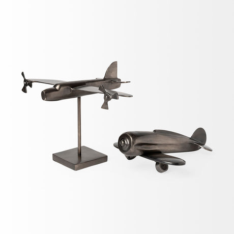 Maverick I Gray Metal Bomber Plane by Mercana at Eve Furniture