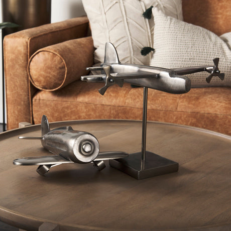 Maverick I Gray Metal Bomber Plane by Mercana at Eve Furniture