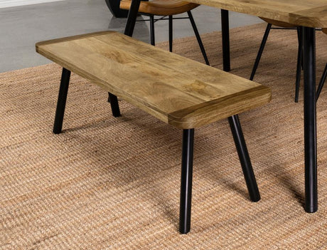 Maverick Natural Mango and Black Rectangular Dining Bench by Coaster at Eve Furniture