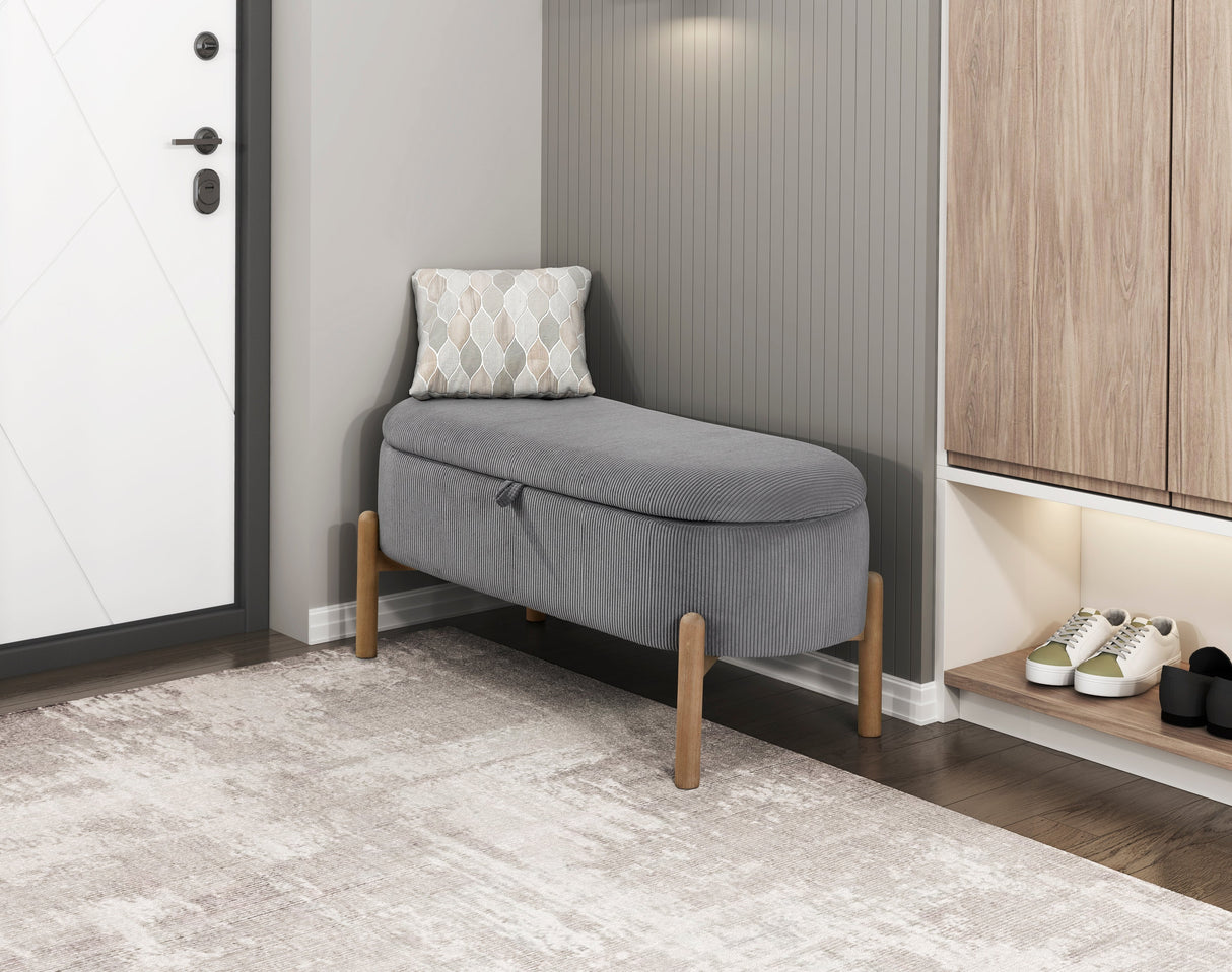 Mavis Gray Lift-Top Storage Bench by Homelegance at Eve Furniture