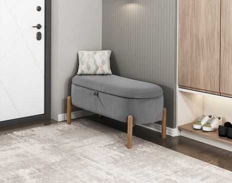 Mavis Gray Lift-Top Storage Bench by Homelegance at Eve Furniture