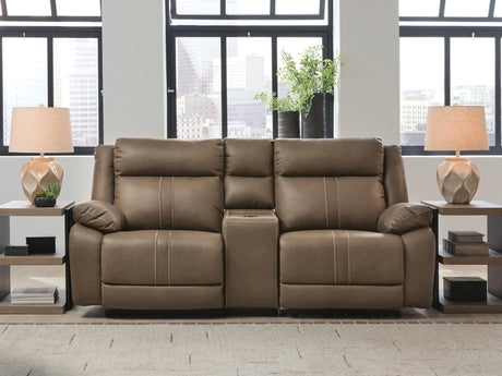 Max-Momentum Biscotti 3-Piece Power Reclining Sectional Loveseat with Audio Console by Ashley at Eve Furniture