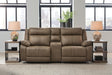 Max-Momentum Biscotti 3-Piece Power Reclining Sectional Loveseat with Audio Console by Ashley at Eve Furniture