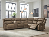 Max-Momentum Biscotti 6-Piece Power Reclining Sectional with Audio Console by Ashley at Eve Furniture