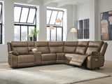 Max-Momentum Biscotti 6-Piece Power Reclining Sectional with Audio Console by Ashley at Eve Furniture