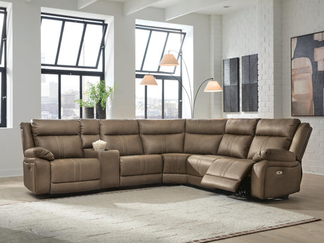 Max-Momentum Biscotti 6-Piece Power Reclining Sectional with Audio Console by Ashley at Eve Furniture