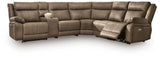 Max-Momentum Biscotti 6-Piece Power Reclining Sectional with Audio Console by Ashley at Eve Furniture