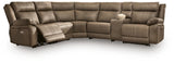 Max-Momentum Biscotti 6-Piece Power Reclining Sectional with Audio Console by Ashley at Eve Furniture