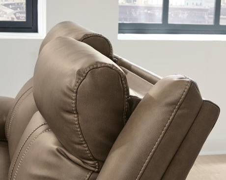 Max-Momentum Biscotti 7-Piece Power Reclining Sectional with Audio Consoles by Ashley at Eve Furniture