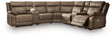 Max-Momentum Biscotti 7-Piece Power Reclining Sectional with Audio Consoles by Ashley at Eve Furniture