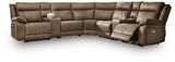 Max-Momentum Biscotti 7-Piece Power Reclining Sectional with Audio Consoles by Ashley at Eve Furniture