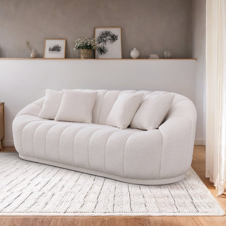 Maximilian Japandi Style White Boucle Sofa by Ashcroft Furniture at Eve Furniture