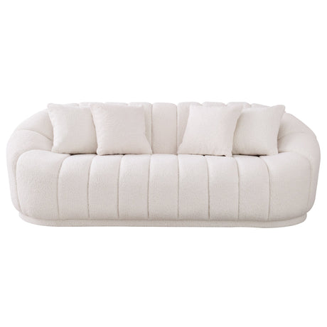 Maximilian Japandi Style White Boucle Sofa by Ashcroft Furniture at Eve Furniture