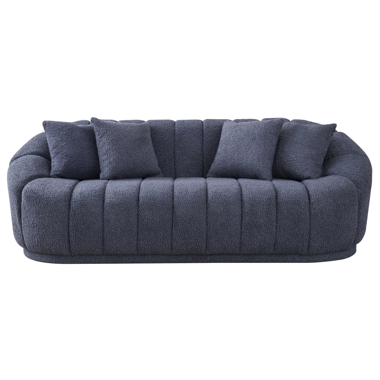 Maximilian Modern Japandi Style Tight Back Boucle Couch Dark Grey