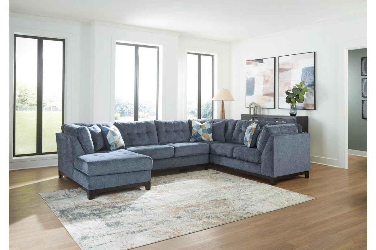 Maxon Place Navy 3-Piece Sectional with LAF Chaise by Ashley at Eve Furniture