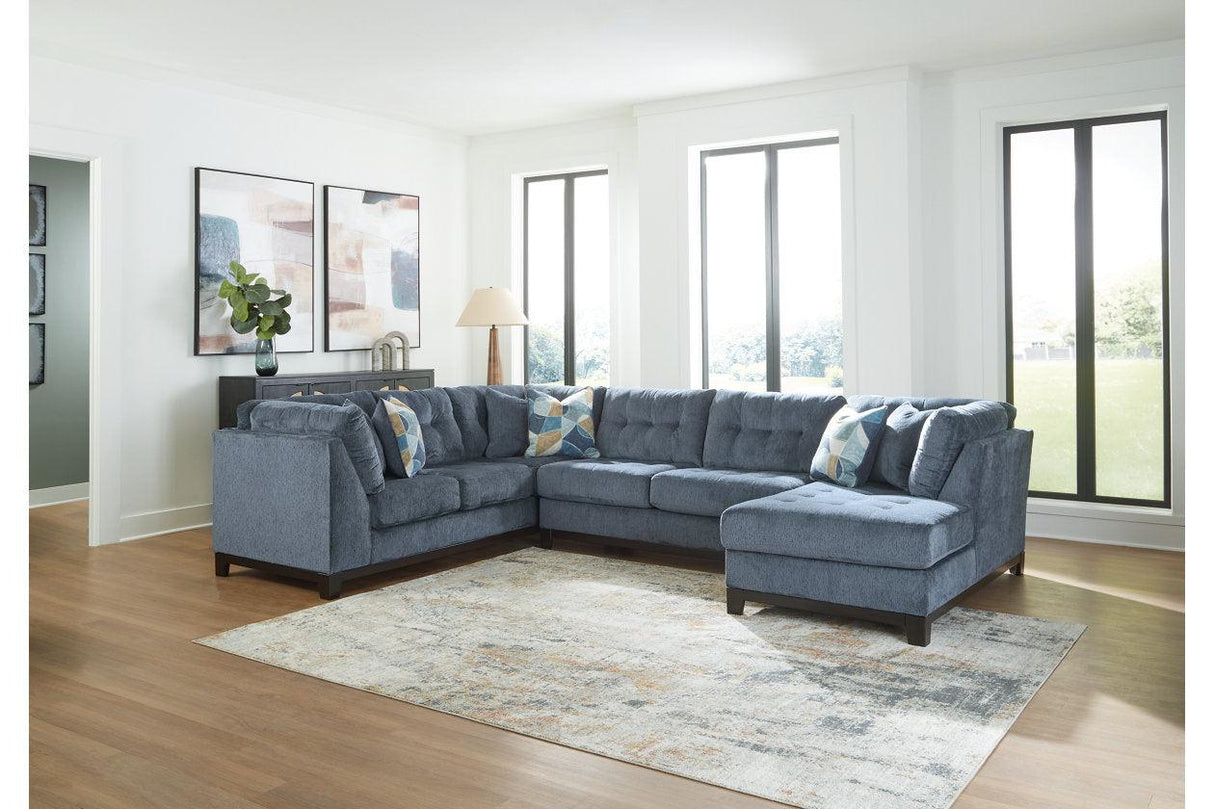 Maxon Place Navy 3-Piece Sectional with RAF Chaise by Ashley at Eve Furniture