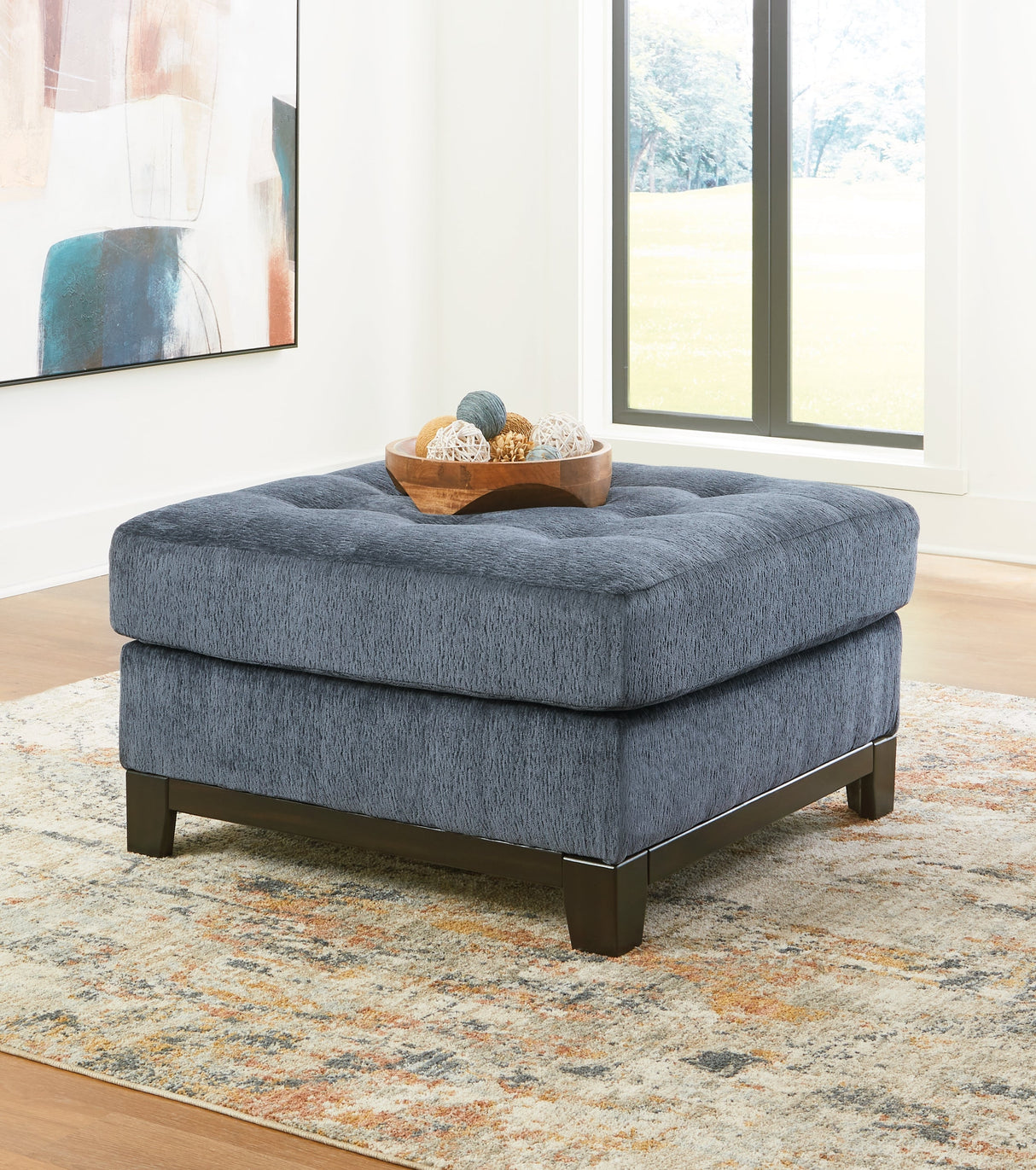 Maxon Place Navy Oversized Accent Ottoman