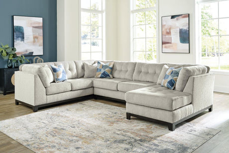 Maxon Place Stone 3-Piece Sectional with RAF Chaise by Ashley at Eve Furniture