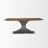Maxton II Rectangular Brown Solid Wood Top Dark Gunmetal Base Dining Table by Mercana at Eve Furniture