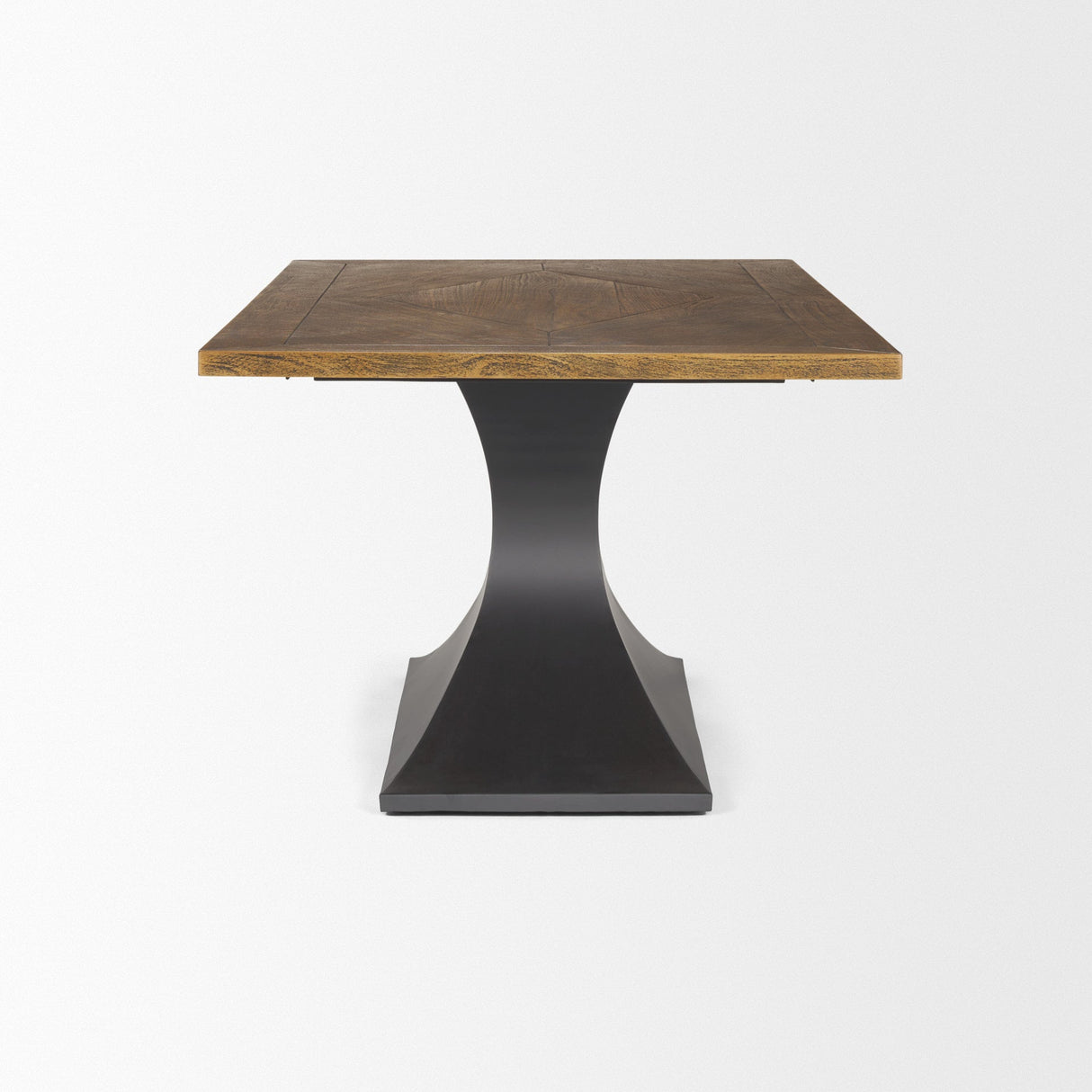 Maxton II Rectangular Brown Solid Wood Top Dark Gunmetal Base Dining Table by Mercana at Eve Furniture