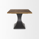 Maxton II Rectangular Brown Solid Wood Top Dark Gunmetal Base Dining Table by Mercana at Eve Furniture