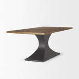 Maxton II Rectangular Brown Solid Wood Top Dark Gunmetal Base Dining Table by Mercana at Eve Furniture