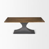 Maxton II Rectangular Brown Solid Wood Top Dark Gunmetal Base Dining Table by Mercana at Eve Furniture