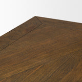Maxton II Rectangular Brown Solid Wood Top Dark Gunmetal Base Dining Table by Mercana at Eve Furniture