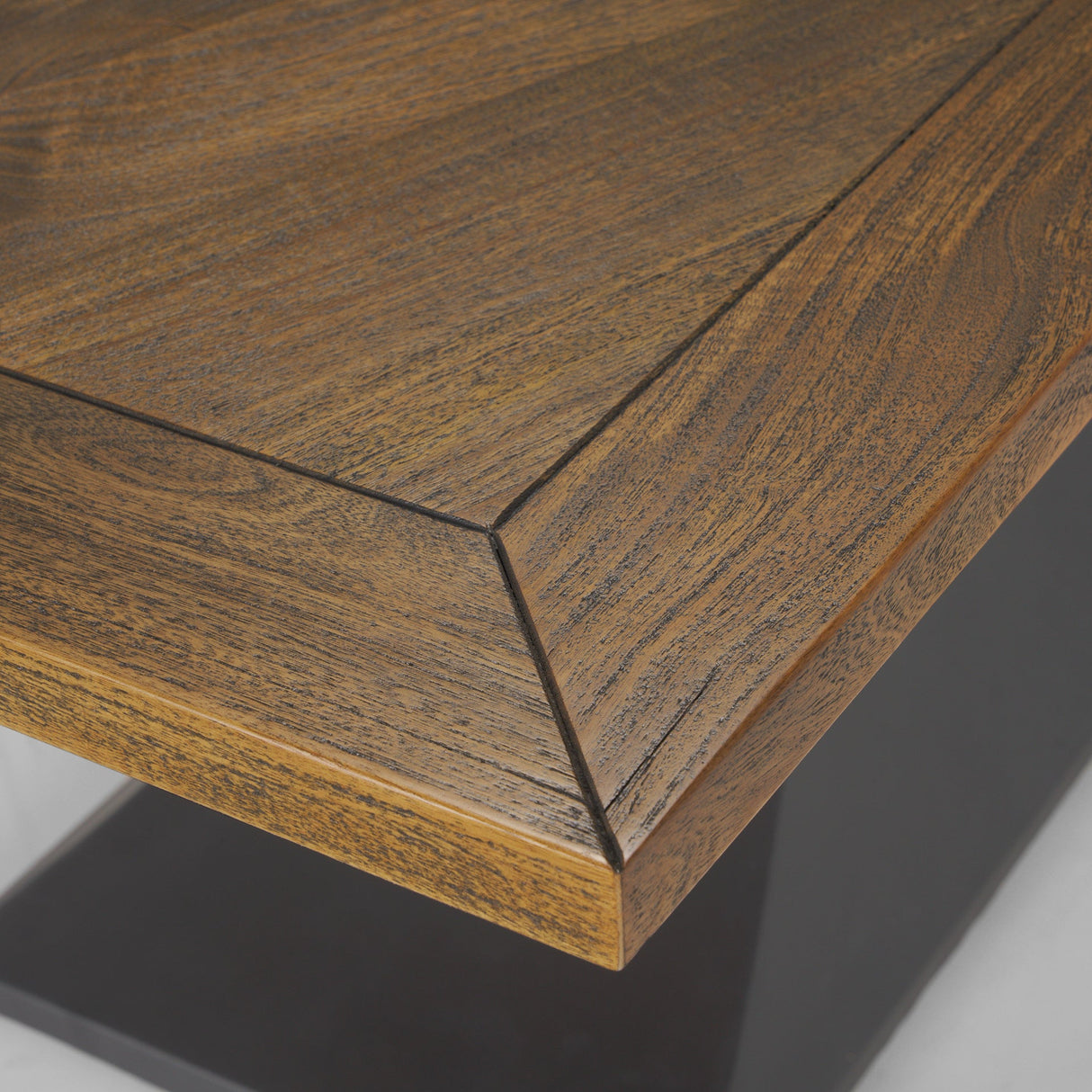 Maxton II Rectangular Brown Solid Wood Top Dark Gunmetal Base Dining Table by Mercana at Eve Furniture