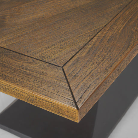 Maxton II Rectangular Brown Solid Wood Top Dark Gunmetal Base Dining Table by Mercana at Eve Furniture