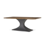 Maxton II Rectangular Brown Solid Wood Top Dark Gunmetal Base Dining Table by Mercana at Eve Furniture