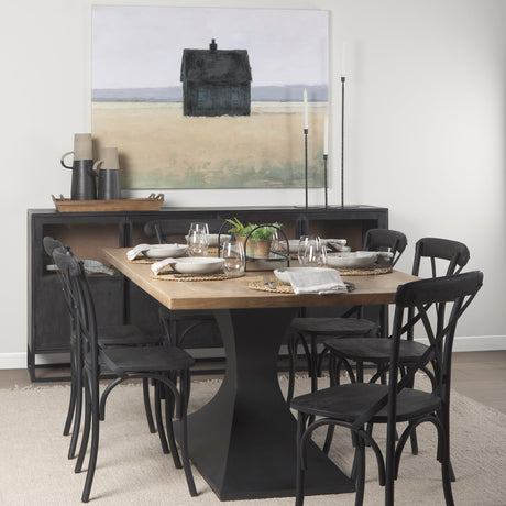 Maxton Light Brown Wood w/ Dark Gunmetal Iron Metal Dining Table by Mercana at Eve Furniture