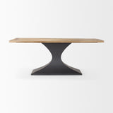 Maxton Light Brown Wood w/ Dark Gunmetal Iron Metal Dining Table by Mercana at Eve Furniture