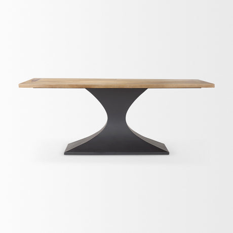 Maxton Light Brown Wood w/ Dark Gunmetal Iron Metal Dining Table by Mercana at Eve Furniture