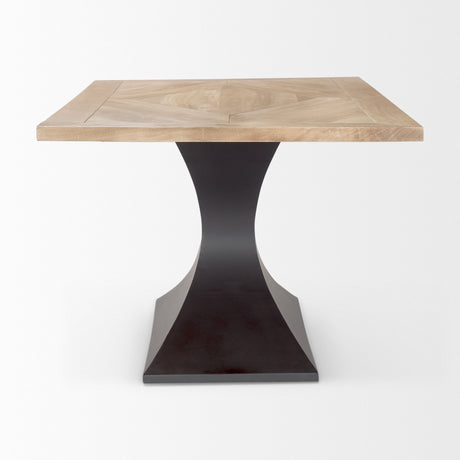 Maxton Light Brown Wood w/ Dark Gunmetal Iron Metal Dining Table by Mercana at Eve Furniture