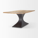 Maxton Light Brown Wood w/ Dark Gunmetal Iron Metal Dining Table by Mercana at Eve Furniture