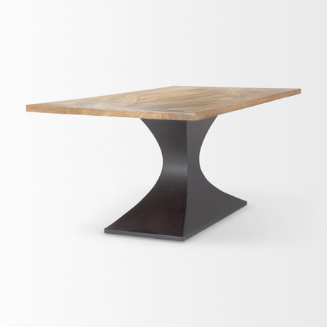 Maxton Light Brown Wood w/ Dark Gunmetal Iron Metal Dining Table by Mercana at Eve Furniture