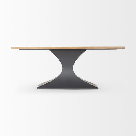 Maxton Light Brown Wood w/ Dark Gunmetal Iron Metal Dining Table by Mercana at Eve Furniture