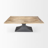 Maxton Light Brown Wood w/ Dark Gunmetal Iron Metal Dining Table by Mercana at Eve Furniture