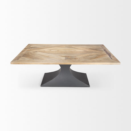 Maxton Light Brown Wood w/ Dark Gunmetal Iron Metal Dining Table by Mercana at Eve Furniture