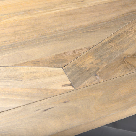 Maxton Light Brown Wood w/ Dark Gunmetal Iron Metal Dining Table by Mercana at Eve Furniture