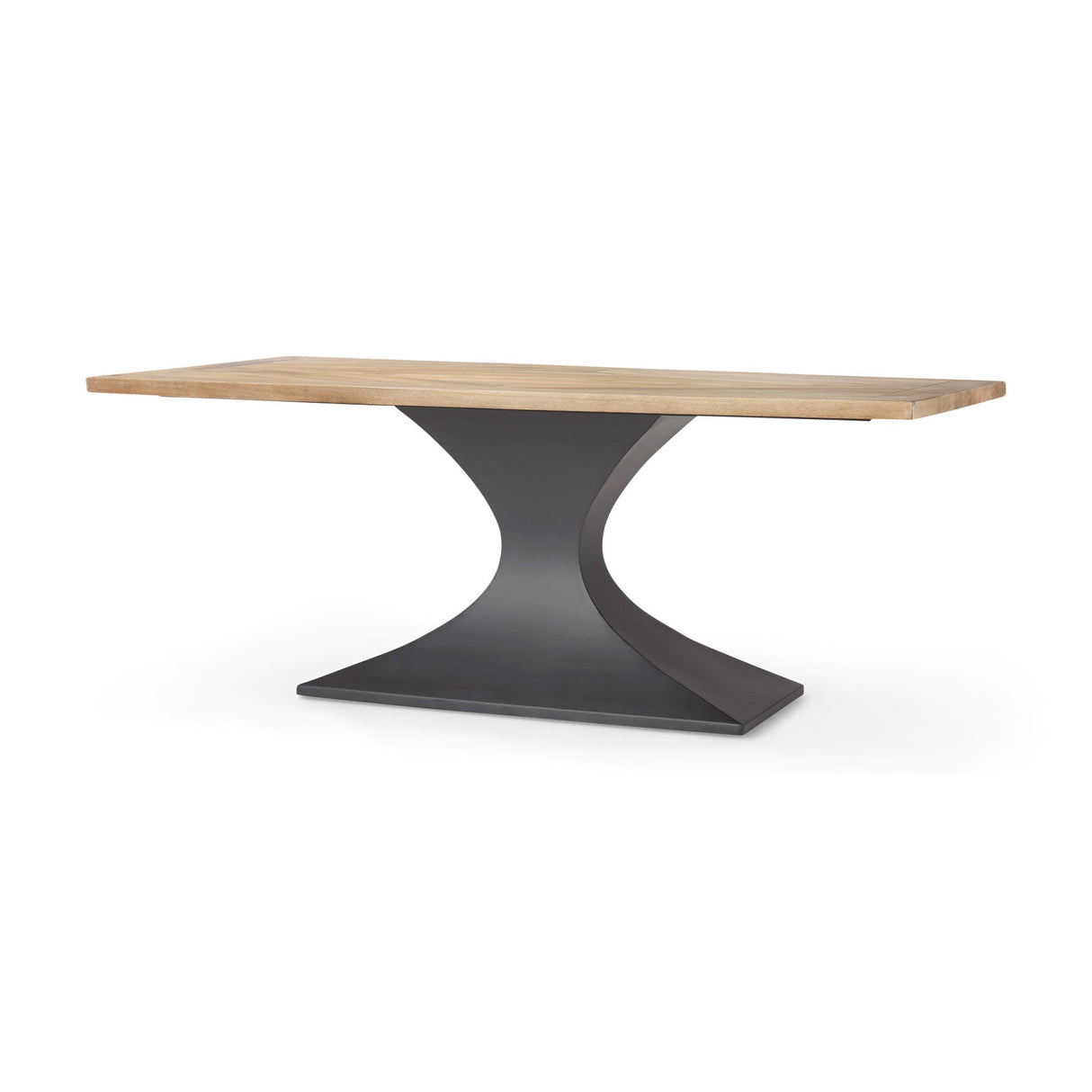 Maxton Light Brown Wood w/ Dark Gunmetal Iron Metal Dining Table by Mercana at Eve Furniture