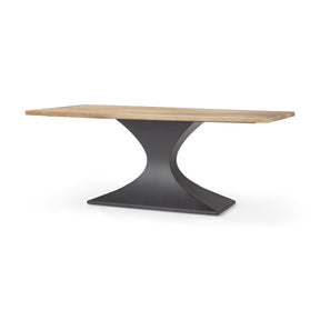 Maxton Light Brown Wood w/ Dark Gunmetal Iron Metal Dining Table by Mercana at Eve Furniture