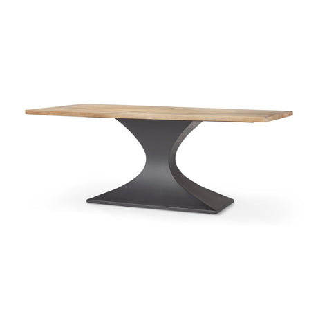 Maxton Light Brown Wood w/ Dark Gunmetal Iron Metal Dining Table by Mercana at Eve Furniture
